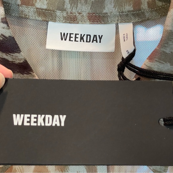 NWT ASOS Weekday Mesh Button Down - Picture 12 of 16